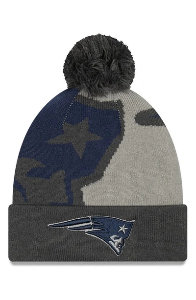 New Era Men's Graphite New England Patriots Logo Whiz Redux Cuffed Knit Hat