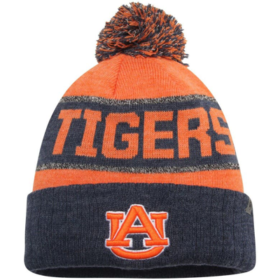 Top Of The World Men's Orange And Heather Navy Auburn Tigers Below Zero Cuffed Pom Knit Hat In Orange,heather Navy