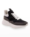 Alexander Mcqueen Men's Tonal Oversized Runner Sneakers In White/silver