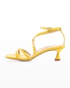 Marion Parke Raina Leather Strappy Kitten-heel Sandals In Yellow