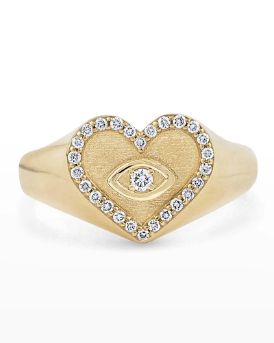 Sydney Evan Heart Marquis Eye Signet Ring In Gold