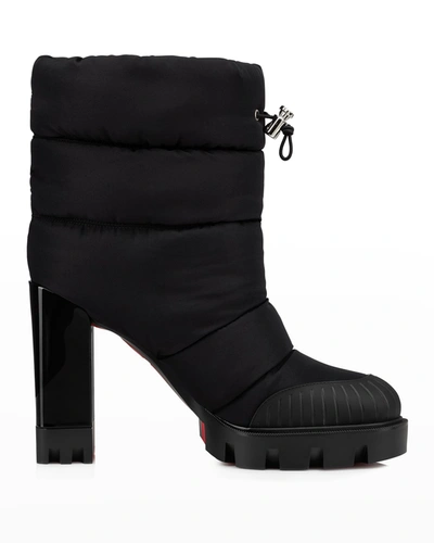 Christian Louboutin Oriona 100 Rubber-trimmed Quilted Padded Shell Ankle Boots In Black