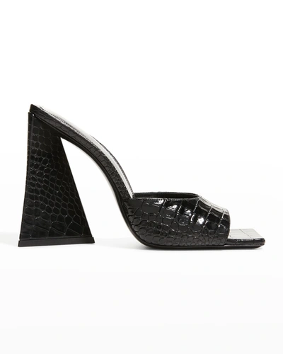 Attico Devon Mock-croc Mule Sandals In 100 Black