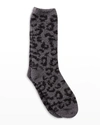 Barefoot Dreams Cozychic Leopard Socks In Graphite/carbon