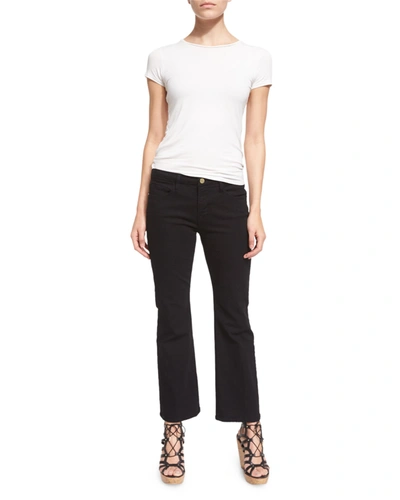 Frame Le Crop Mid-rise Bootcut Corduroy Jeans In Noir