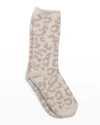 Barefoot Dreams Cozychic Leopard Socks In Cream/stone