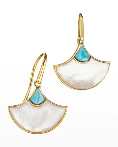 Jan Leslie Fan Turquoise And Mother Of Pearl 18k Vermeil Sterling Silver Earrings