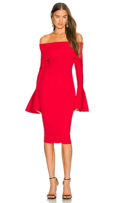 Solace London Mori Midi Dress In Red