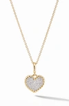 DAVID YURMAN CABLE COLLECTIBLES® PAVÉ PLATE HEART CHARM NECKLACE,N16109D88ADI18