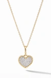 David Yurman Women's Cable Collectibles Pavé Plate Heart Necklace In 18k Yellow Gold With Diamonds In Diamond