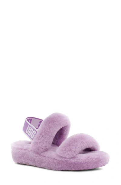 Ugg Oh Yeah Slide Shearling Sandals In Lilac Bloom