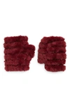 Jocelyn Faux Fur Knitted Mandy Mittens In Burgundy