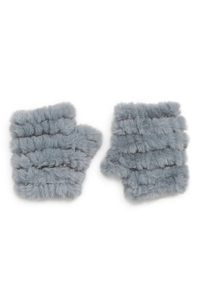 Jocelyn Faux Fur Knitted Mandy Mittens In Silver