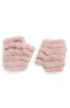 Jocelyn Faux Fur Knitted Mandy Mittens In Blush