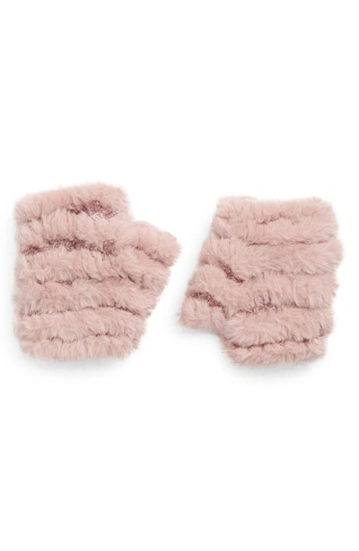 Jocelyn Faux Fur Knitted Mandy Mittens In Blush