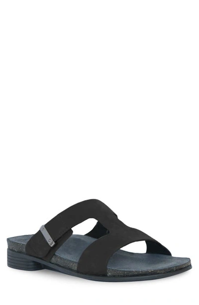 Munro Jody Slide Sandal In Black Nubuck