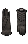 Agnelle Apoline Quilted Lambskin Leather Gloves In Noir Tactile