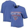 JUNK FOOD JUNK FOOD BLUE NEW YORK KNICKS GRADIENT CROP TOP,4316239