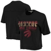 JUNK FOOD JUNK FOOD BLACK TORONTO RAPTORS GRADIENT CROP TOP,4316225