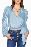 Ramy Brook Pauline Satin Wrap Front Blouse In Twilight