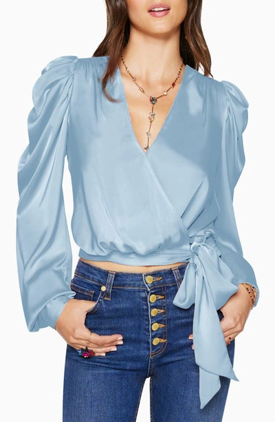 Ramy Brook Pauline Satin Wrap Front Blouse In Twilight