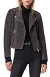 Allsaints Dalby Suede Biker Jacket In Slate Grey