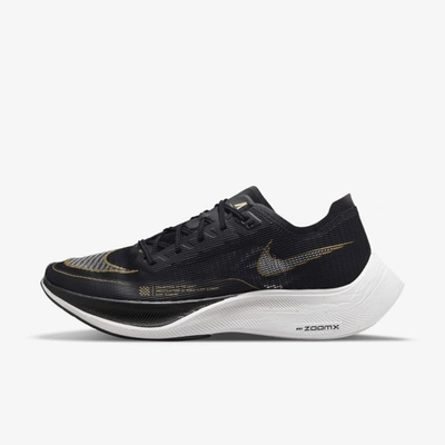 Nike Men's Vaporfly 2 Road Racing Shoes In Black/white/metallic Gold Coin