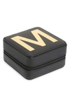 Nordstrom Initial Square Jewelry Box In M- Black- Gold