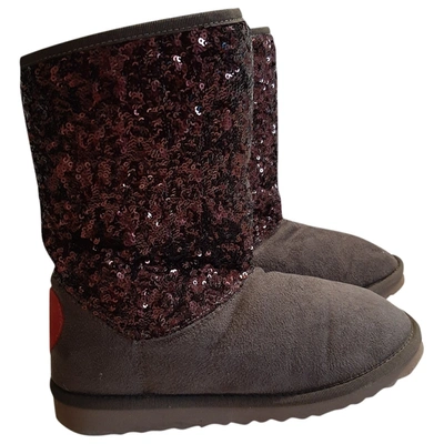 Pre-owned Moschino Love Glitter Snow Boots In Brown