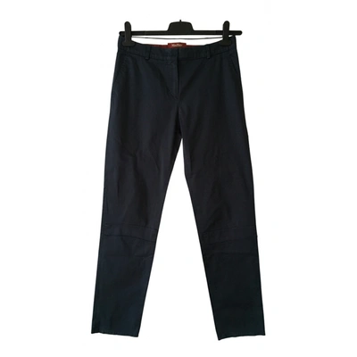 Pre-owned Max Mara Straight Pants In Navy