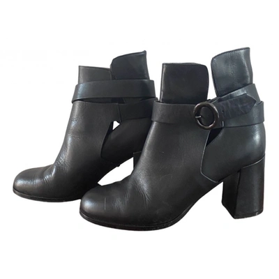 Pre-owned Dorothee Schumacher Leather Ankle Boots In Black