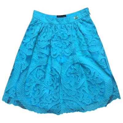 Pre-owned Class Cavalli Silk Mid-length Skirt In Turquoise