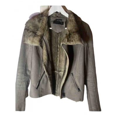 Pre-owned Ikks Faux Fur Jacket In Grey