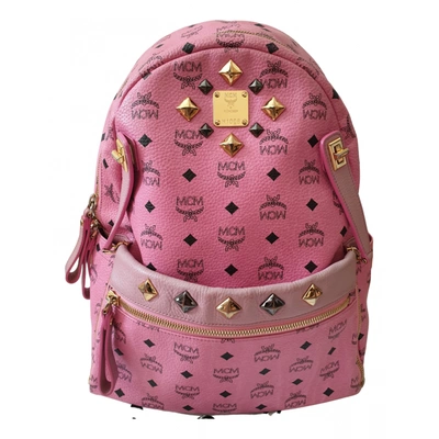 Pre-owned Mcm Stark Vegan Leather Backpack In Pink