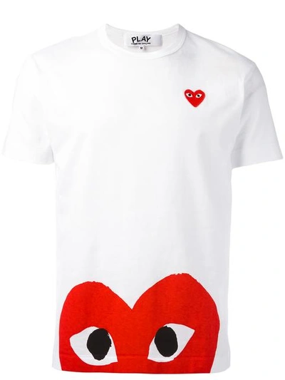 Comme Des Garçons Play Comme Des Garcons Play White And Red Half Heart T-shirt