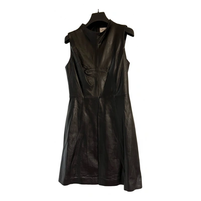 Pre-owned Milly Leather Mid-length Dress In Black