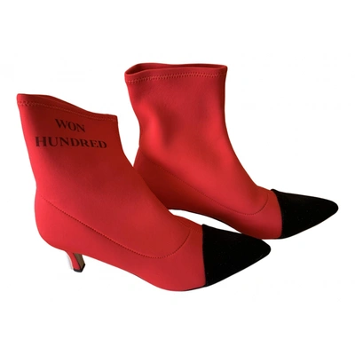 Pre-owned Won Hundred Ankle Boots In Red