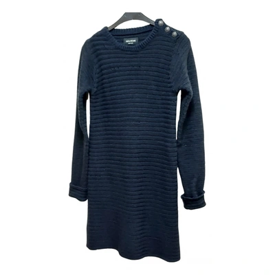 Pre-owned Zadig & Voltaire Wool Mini Dress In Navy
