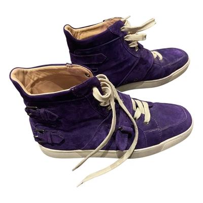 Pre-owned Christian Louboutin High Trainers In Purple