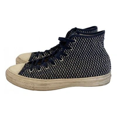 Pre-owned Converse Leather High Trainers In Blue
