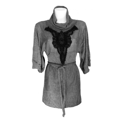 Pre-owned Stefanel Wool Mid-length Dress In Grey