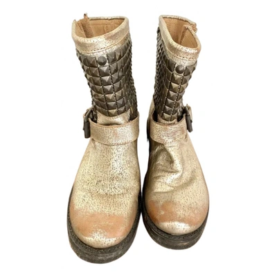 Pre-owned Ash Leather Biker Boots In Gold