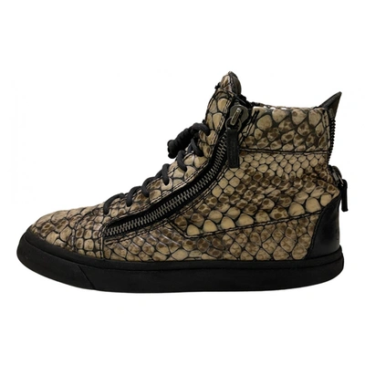 Pre-owned Giuseppe Zanotti Leather High Trainers In Khaki