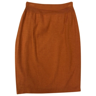 Pre-owned Rodier Wool Mid-length Skirt In Orange