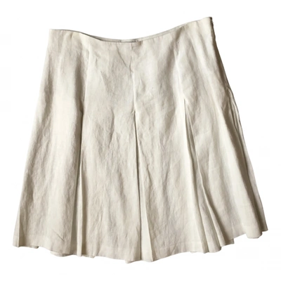 Pre-owned Aspesi Linen Mid-length Skirt In White