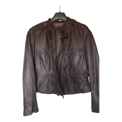 Pre-owned Weber Leather Jacket In Brown