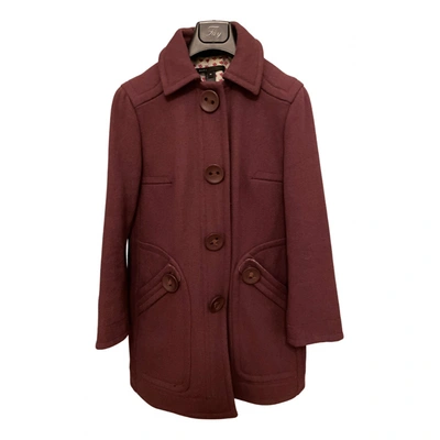 Pre-owned Marc Jacobs Wool Coat In Burgundy