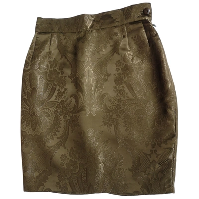 Pre-owned Genny Silk Mini Skirt In Gold