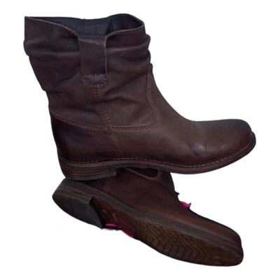 Pre-owned Buffalo Leather Ankle Boots In Brown