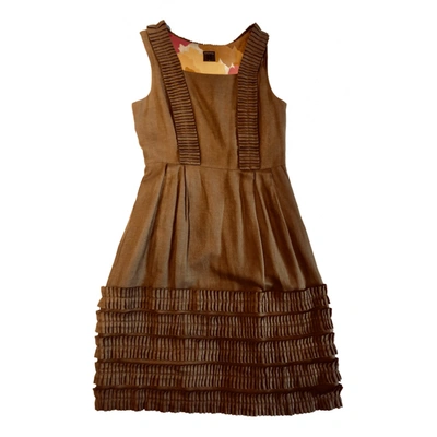 Pre-owned Orla Kiely Linen Mid-length Dress In Brown